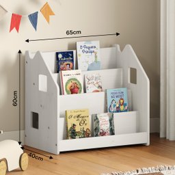 Porta Livros Branco Madeira de Chão 4 Nichos Livreiro Bruno Idimex - 4