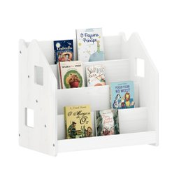 Porta Livros Branco Madeira de Chão 4 Nichos Livreiro Bruno Idimex - 5