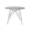 Mesa Eames Ferro Eiffel Cromada de Jantar ou Cozinha para 4 lugares com Tampo de Vidro Redondo 90cm  - 1