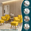 Ver imagem 3 de Kit 2 Poltronas Decorativa e 2 Puffs para Sala Recepção Manicure Consultório Quarto Tecido Suede
