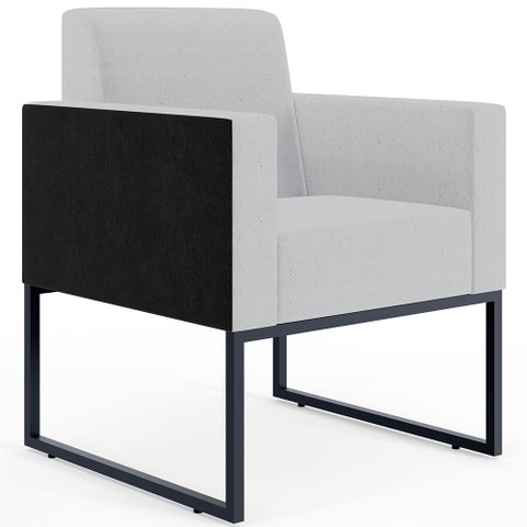 Poltrona Decorativa para Sala Base Fixa de Metal Helô L02 Linho Cinza Couríssimo Preto - Lyam
