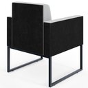 Ver imagem 6 de Poltrona Decorativa para Sala Base Fixa de Metal Helô L02 Linho Cinza Couríssimo Preto - Lyam
