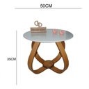 Ver imagem 2 de Mesa de Centro Cebola Redonda Vidro MDF Madeira 50cm Off White Decoraper