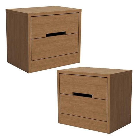 Kit 02 Mesas de Cabeceira 2 Gavetas 54 Cm S822 Kappesberg Canela