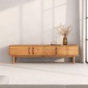 Ver imagem 1 de Rack Madeira Maciça Tv 75 Moderno Natural Pés Retos Freijó Tecca Idimex