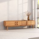 Ver imagem 2 de Rack Madeira Maciça Tv 75 Moderno Natural Pés Retos Freijó Tecca Idimex
