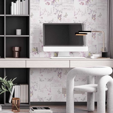 Papel de Parede Casual Flores Pássaros Borboletas Gh Papel de Parede 3,3m