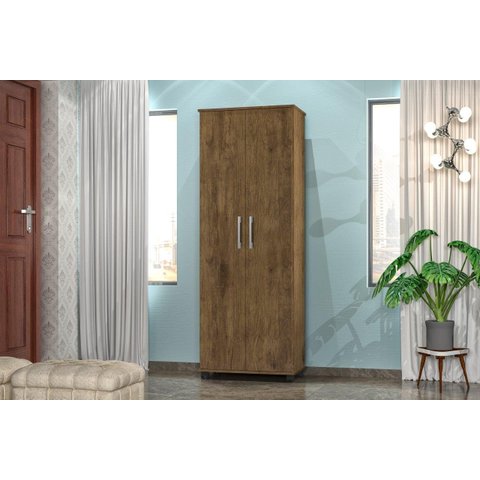 Multiuso / Armário ARE 2 Portas Com Prateleiras Interna e Puxadores Cromados Com Rodízios Cor Jequit