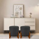 Ver imagem 1 de Kit 2 Puffs Banquetas Thor Pés de Madeira Maciça Veludo:cinza