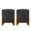 Ver imagem 2 de Kit 2 Puffs Banquetas Thor Pés de Madeira Maciça Veludo:cinza