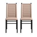 Ver imagem 6 de Kit 4 Cadeiras Aço Tokio Pintado Preto Couro Sintético Off White Sala Jantar Moderna - Art Panta