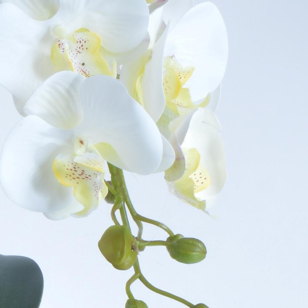 Arranjo de Orquídeas Artificiais Brancas em Vaso Branco Fosco - 2