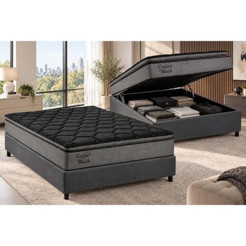 Cama Box Baú Crc Casal+Colchão Anatômico Ortopédico Confort Ortobom