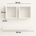 Ver imagem 2 de Kit 2 Nichos com Prateleira Infantil 80cm Branco Quarto Sala