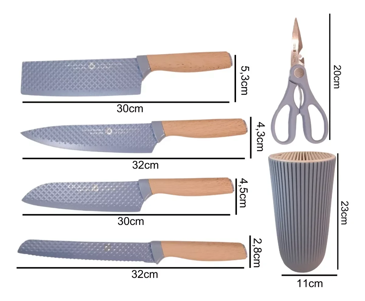 Facas Premium Importada Corte a Laser 6 Peças Linha Luxo:verde - 4