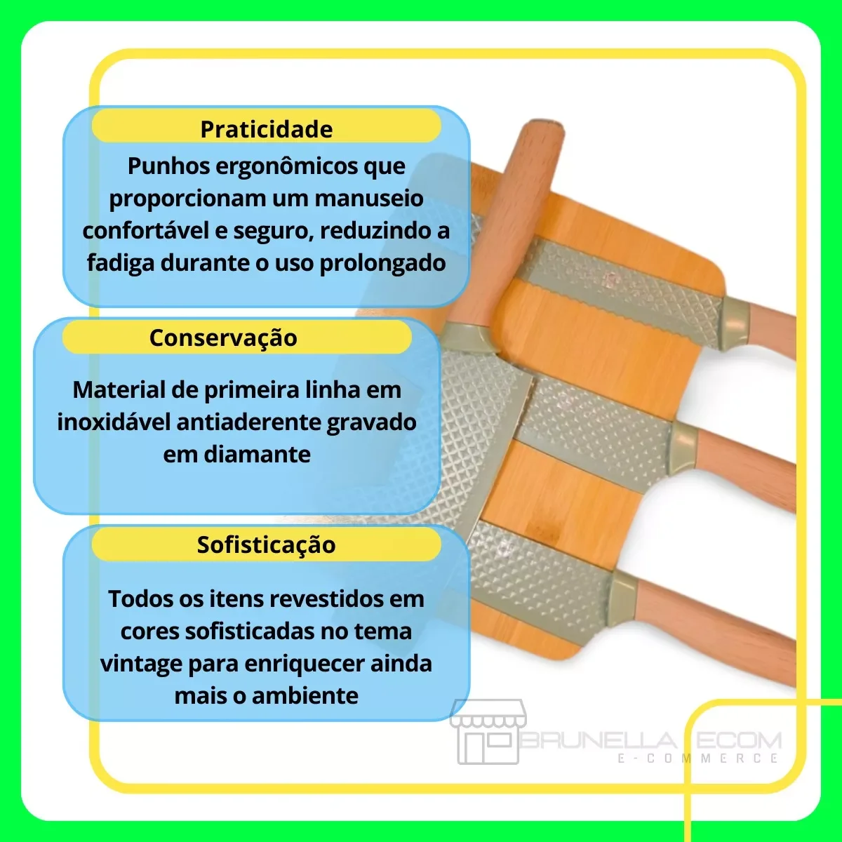 Facas Premium Importada Corte a Laser 6 Peças Linha Luxo:verde - 9