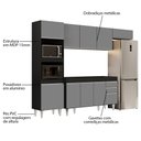 Ver imagem 3 de Armário de Cozinha Modulada 4 Peças CP10 Balcão sem Tampo Preto/Cinza - Lumil Lumil Móveis