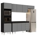 Ver imagem 1 de Armário de Cozinha Modulada 4 Peças CP10 Balcão sem Tampo Preto/Cinza - Lumil Lumil Móveis
