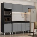 Ver imagem 2 de Armário de Cozinha Modulada 4 Peças CP10 Balcão sem Tampo Preto/Cinza - Lumil Lumil Móveis
