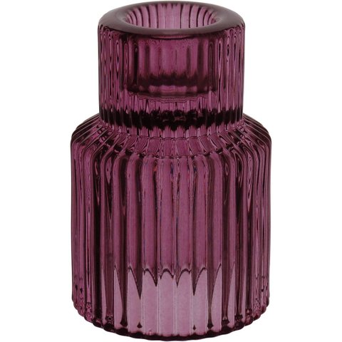 Castiçal Decorativo de Vidro Roxo 8x6x6cm Porta Vela Mesa Jantar Decoração Sala