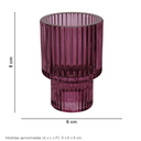 Ver mais imagens de Castiçal Decorativo de Vidro Roxo 8x6x6cm Porta Vela Mesa Jantar Decoração Sala