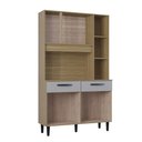 Ver imagem 4 de Armário Cozinha Compacta Malu 7 Portas 2 Gavetas MDP/MDF Ripado Off White Poquema Móveis