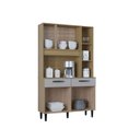 Ver imagem 6 de Armário Cozinha Compacta Malu 7 Portas 2 Gavetas MDP/MDF Ripado Off White Poquema Móveis