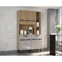 Ver imagem 1 de Armário Cozinha Compacta Malu 7 Portas 2 Gavetas MDP/MDF Ripado Off White Poquema Móveis