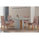 Ver imagem 1 de Conjunto: Mesa Sala Jantar Pietá Tampo c/ Vidro Curvo 120cm+4 Cadeiras Dakota Madeira Naturale/Off