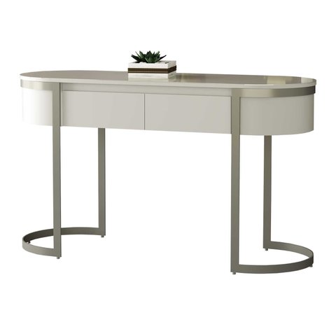 Aparador 2 Gvetas Pé Aço Carbono Champanhe Vidro Pintado Fendi Arkadina 1400