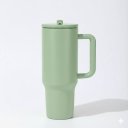 Ver imagem 1 de Copo Térmico Tr-018 1200ml Inox com Canudo, Alça, Tampa 40OZ, com Bico, Tampa Transparente:Verde