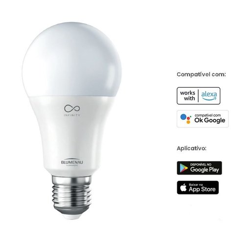 Lâmpada Led Smart Wifi 9w Rgb Alexa Google Infinity Blumenau