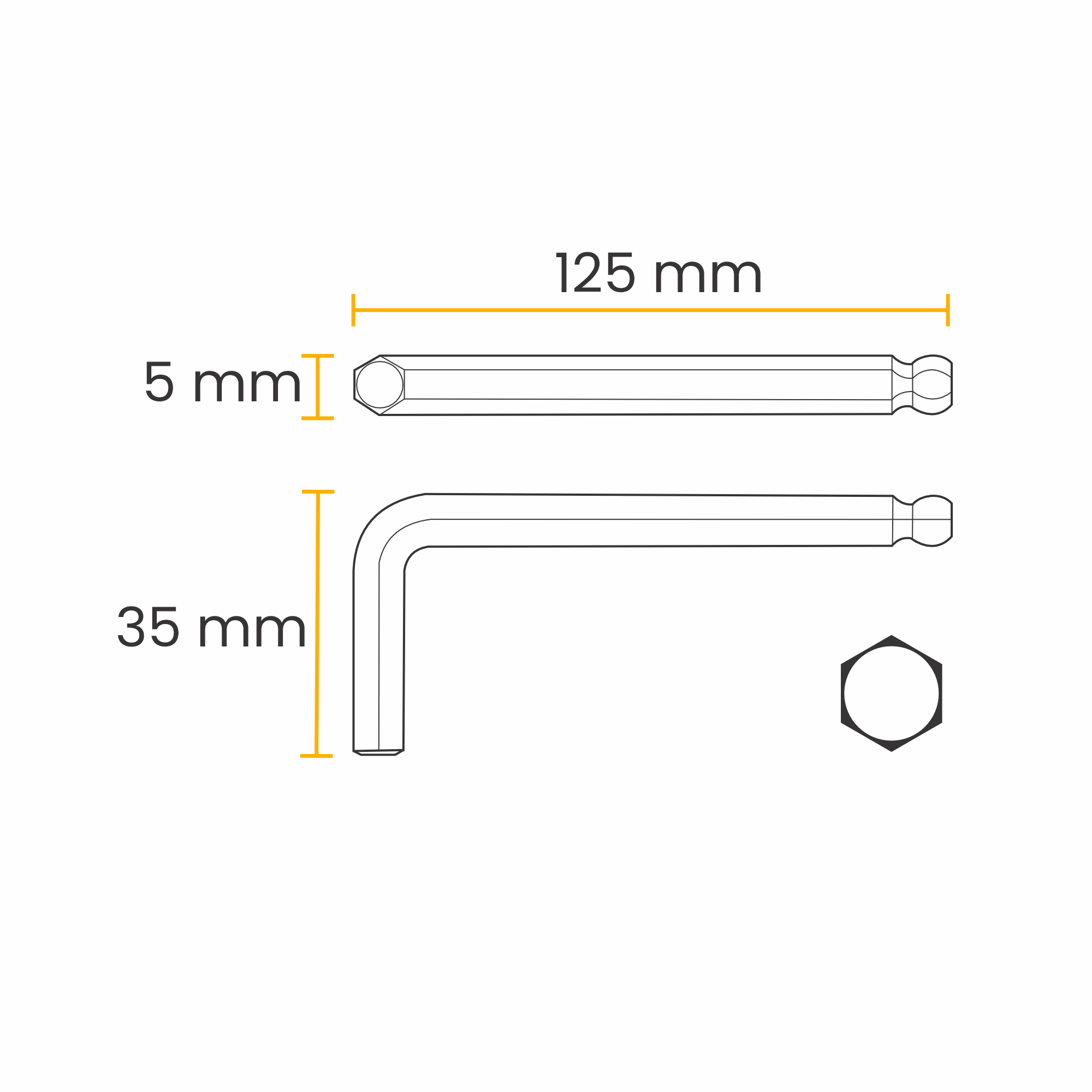 Chave Allen Longa Abaulada, Cromo Vanadio, Acabamento Fosfatizado 5 Mm - 5