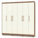 Ver imagem 3 de Guarda-Roupa Casal 6 Portas 6 Gavetas 100% MDF Sevilla Marrom/Nature/Chamapanhe