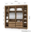 Ver imagem 4 de Guarda-Roupa Casal 6 Portas 6 Gavetas 100% MDF Sevilla Marrom/Nature/Chamapanhe