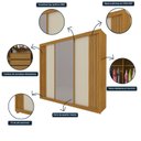 Ver imagem 6 de Guarda-Roupa Casal 3 Portas com Espelho Santorini Ripado 100% MDF