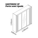 Ver imagem 5 de Guarda-Roupa Casal 3 Portas com Espelho Santorini Ripado 100% MDF