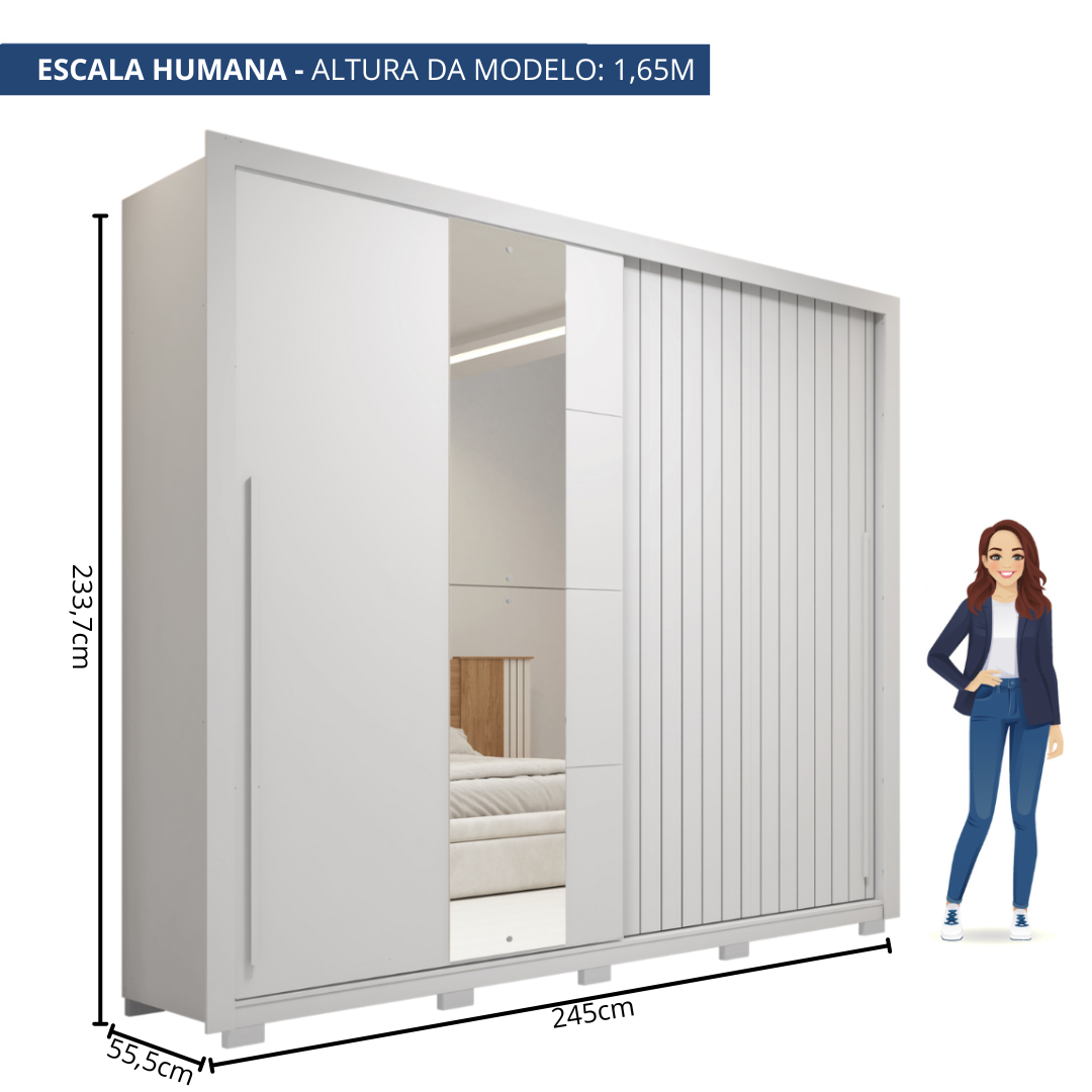 Guarda-roupa Casal Ripado com Espelhos 2 Portas e 4 Gavetas Suburban Espresso Móveis - 7