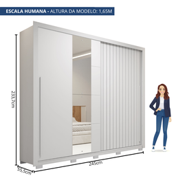 Guarda-roupa Casal Ripado com Espelhos 2 Portas e 4 Gavetas Suburban Gold Espresso Móveis - 8