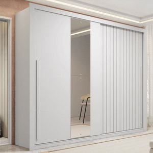 Guarda-roupa Casal Ripado com Espelhos 2 Portas e 4 Gavetas Suburban Gold Espresso Móveis