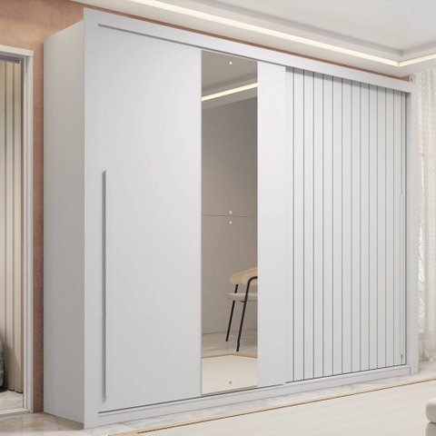 Guarda-roupa Casal Ripado com Espelhos 2 Portas e 4 Gavetas Suburban Gold Espresso Móveis