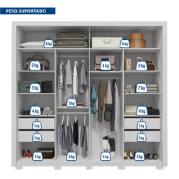 Guarda-roupa Casal Ripado com Espelhos 2 Portas e 4 Gavetas Suburban Gold Espresso Móveis - 9