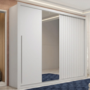 Ver imagem 1 de Guarda-Roupa Casal Ripado 2 Portas 4 Gavetas com Espelho Suburban Yescasa Branco