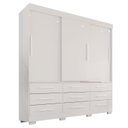 Ver imagem 3 de Guarda-Roupa Casal 3 Portas 9 Gavetas com Pés Luana Branco
