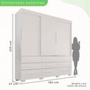 Ver imagem 4 de Guarda-Roupa Casal 3 Portas 9 Gavetas com Pés Luana Branco