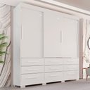 Ver imagem 1 de Guarda-Roupa Casal 3 Portas 9 Gavetas com Pés Luana Branco