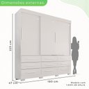 Ver imagem 5 de Guarda Roupa com Pés Casal 3 Portas 9 Gavetas Luana