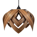 Ver imagem 1 de Luminária Lustre Pendente Madeira Teto Sala Cozinha Flor de Lótus Cor Pau Ferro