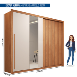 Guarda-roupa Casal Ripado com Espelhos 2 Portas e 4 Gavetas Suburban Gold Espresso Móveis 100% MDF - 8