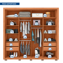 Guarda-roupa Casal Ripado com Espelhos 2 Portas e 4 Gavetas Suburban Gold Espresso Móveis 100% MDF - 12